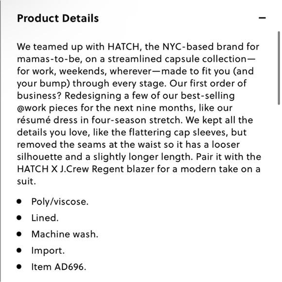 J Crew X Hatch Resume maternity Dress Size XS/S 0 - Picture 5 of 5